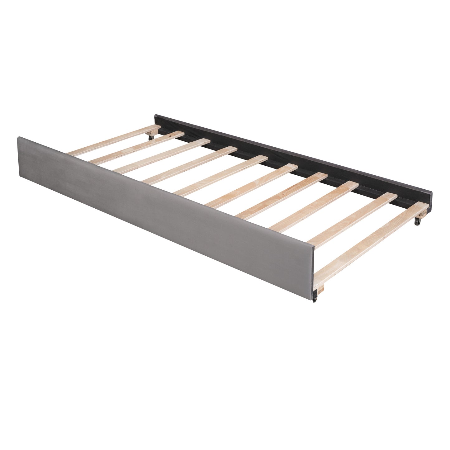 sara upholstered bed with trundle, gray