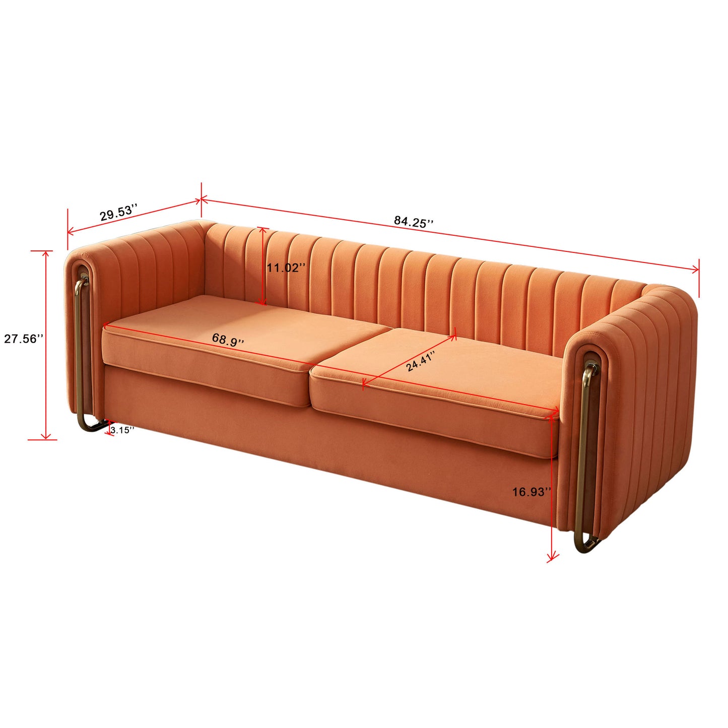 cane velvet sofa , orange