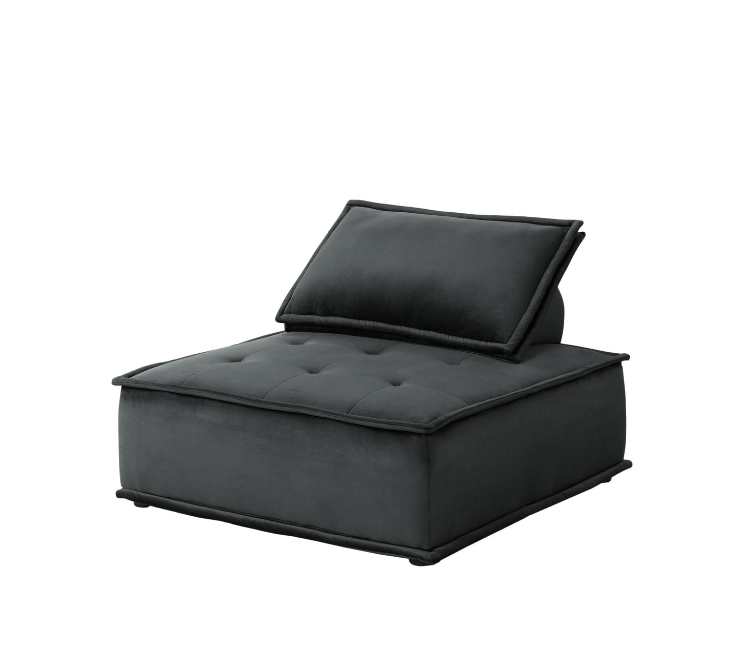 anna  black velvet 5 pc sectional sofa with ottoman