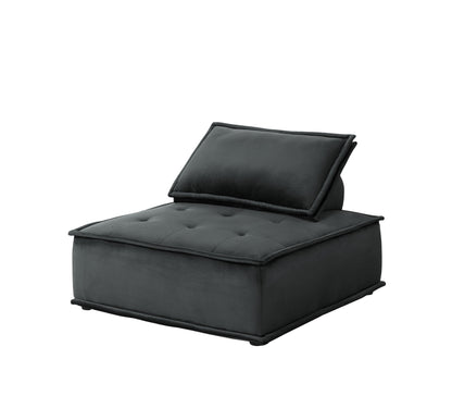 Anna  Black Velvet 5 Pc Sectional Sofa with Ottoman