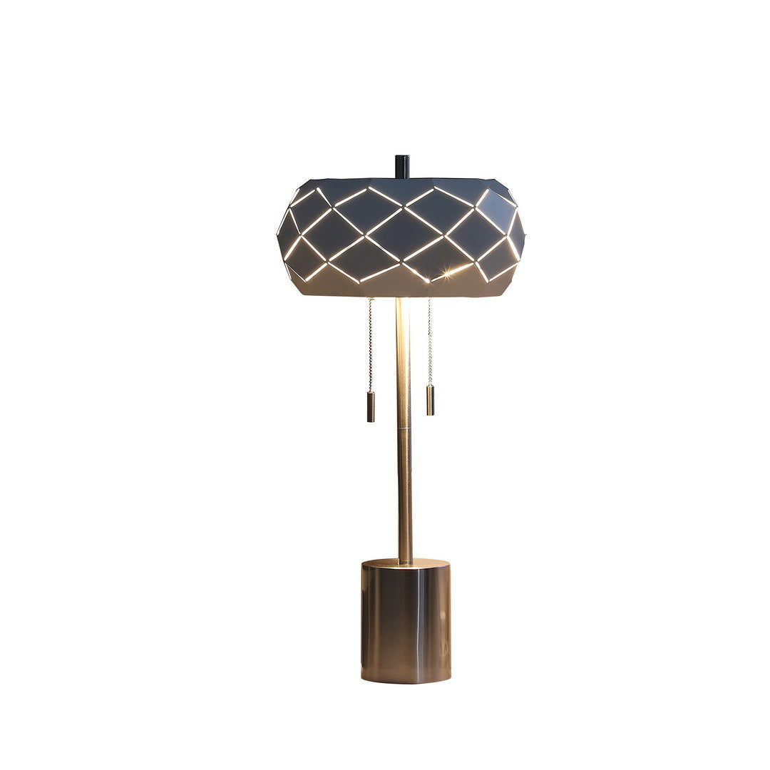 28" in legeme mid century danish 2-light steel pull chain table lamps