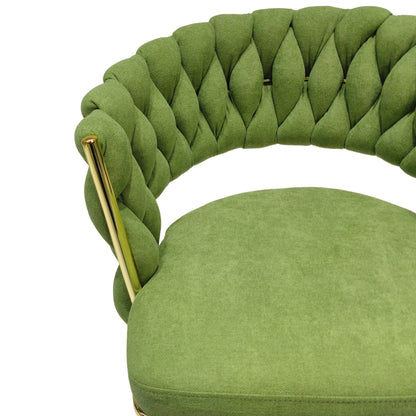 Bar Chair Linen Woven Bar Stool Set of 4, Green