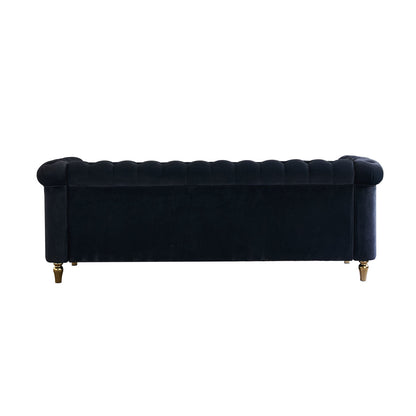 Chesterfield Velvet Sofa, Black