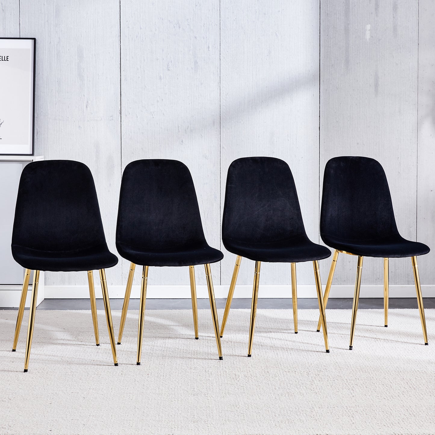 zara dining chairs set of 4, soft velvet black