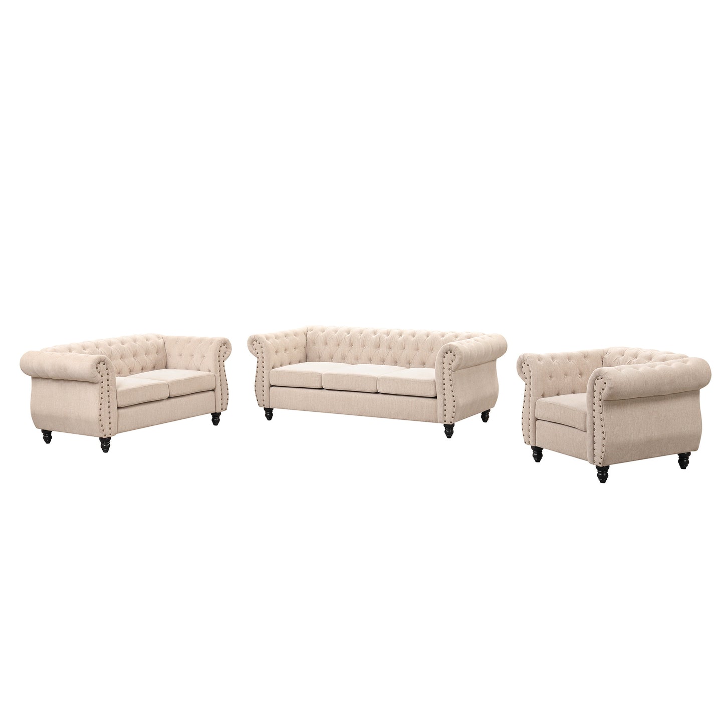 modern chesterfield 3-piece sofa set