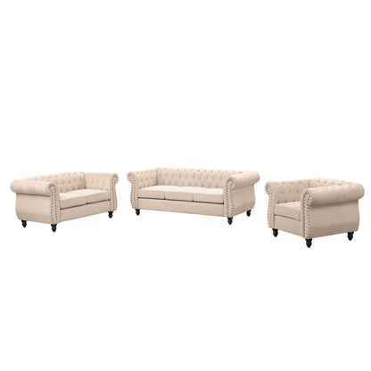 Modern Chesterfield 3-Piece Sofa Set