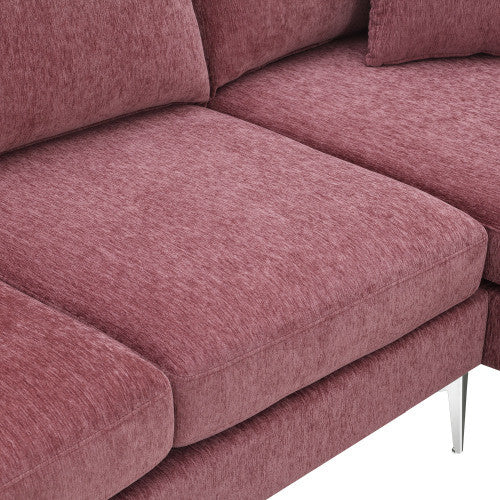 chenille l-shaped sofa with 2 pillows
