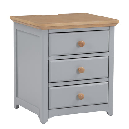 3-Pieces Bedroom Sets with Nightstand(USB Charging Ports) and Storage Chest,Gray+Natrual