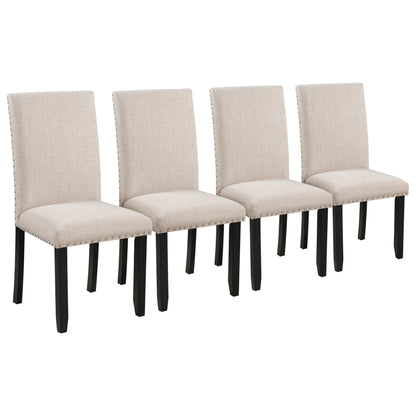 Faux Marble 5-Piece Dining Table Set ,White/Beige+Black