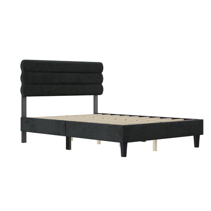 Rudy Queen Bed Frame with Headboard, Dark Grey