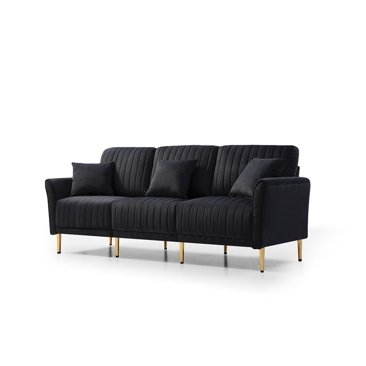 3 pieces sectional sofa set, black velvet