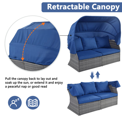 Daybed/Sunbed with Retractable Canopy Set