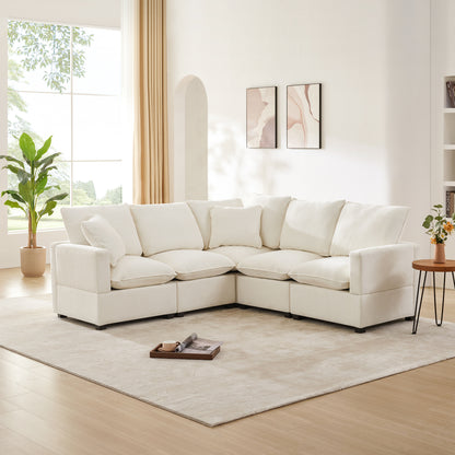 Chenille Sectional Couch Set with 2 Pillows Included