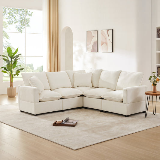 Chenille Sectional Couch Set with 2 Pillows Included