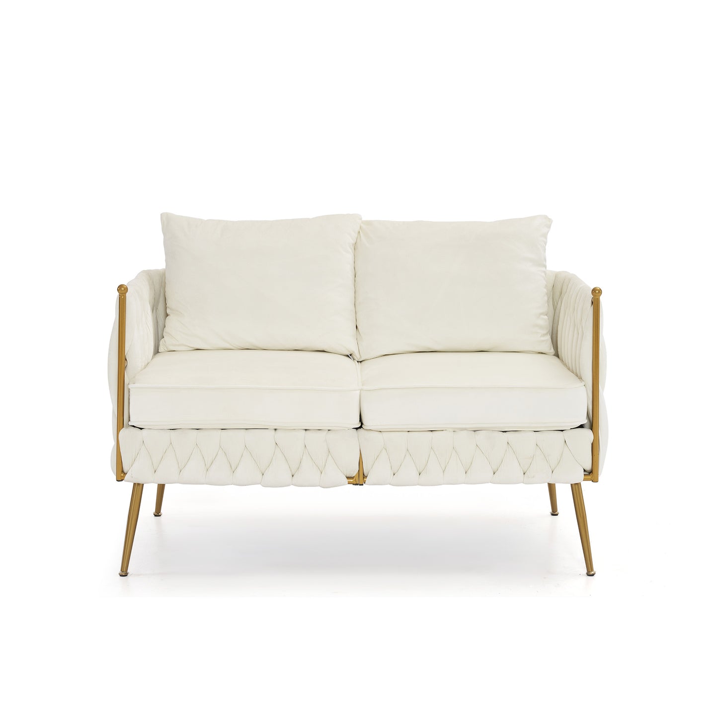 modern 3-seat velvet fluffy tufted  upholstered sofa set, cream white velvet