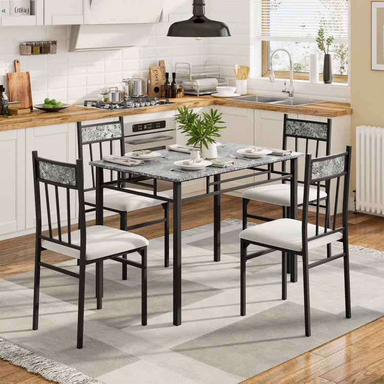 5 pieces faux marble dining set table