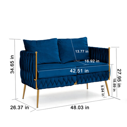 Fiona Fluffy Tufted Upholstered Sofa Set, Blue Velvet
