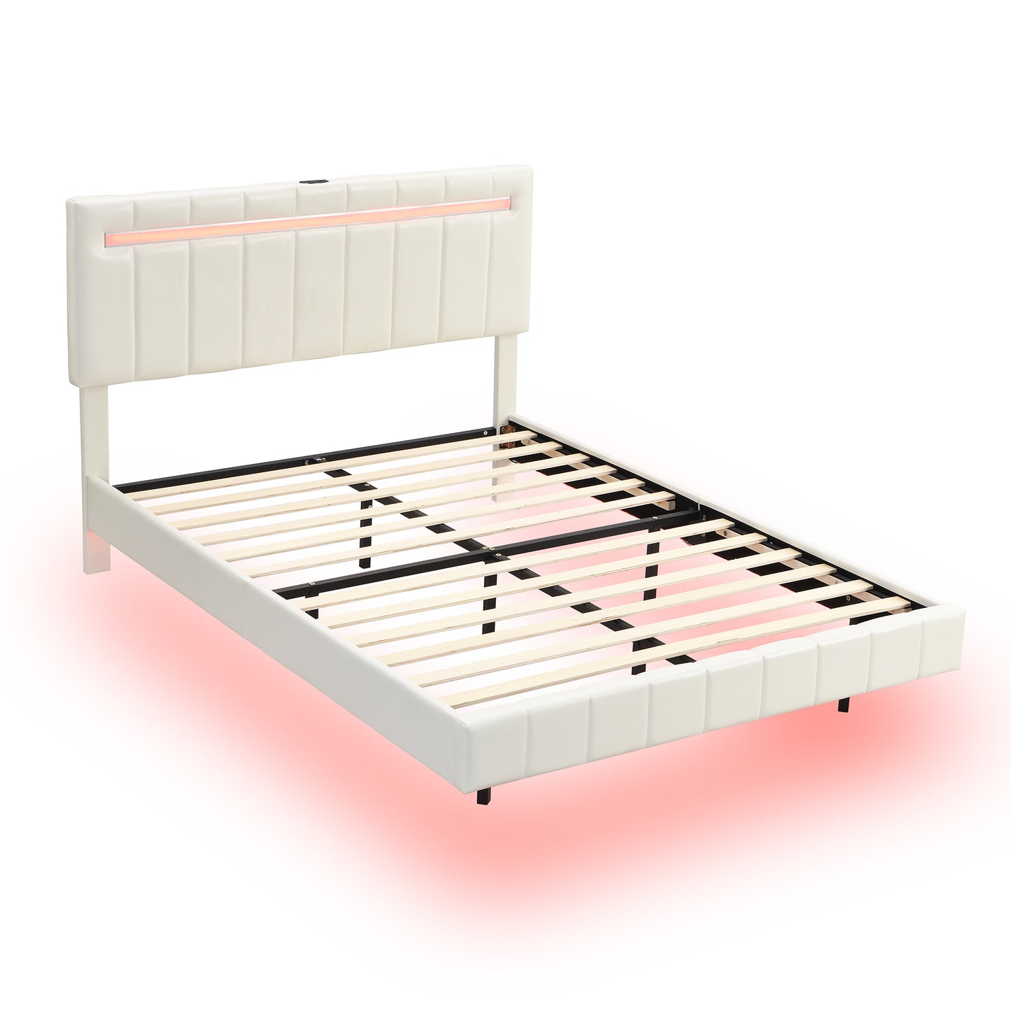 floating bed frame with led lights and usb charging #3