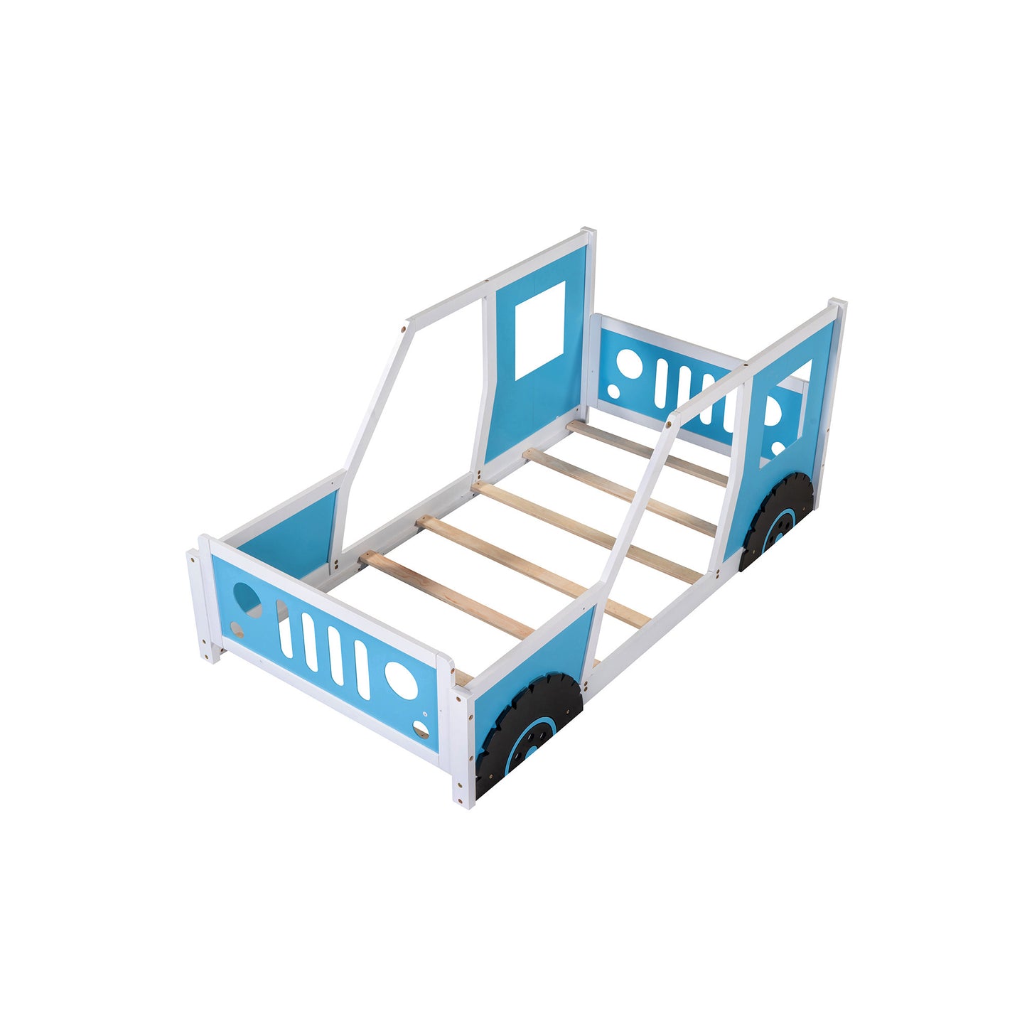 twin size classic car-shaped platform bed with wheels