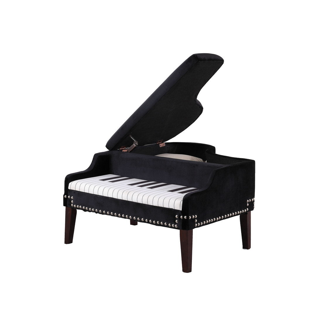 21-inch-long navy-blue piano silver nailheads storage ottoman