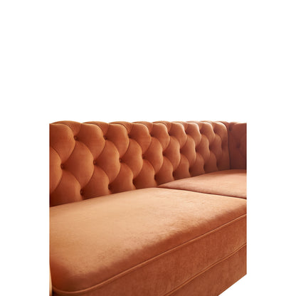 Modern Tufted Velvet Sofa, Orange