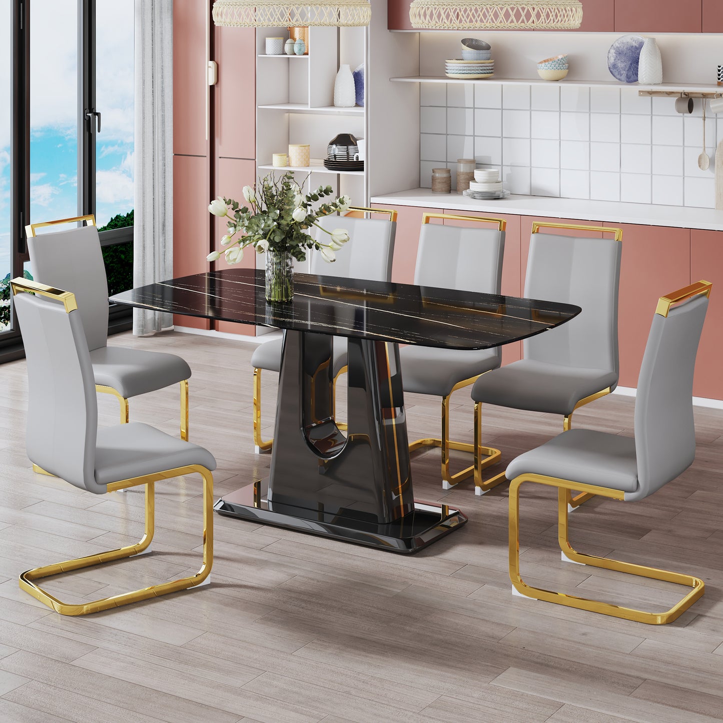 mdf marble table- black