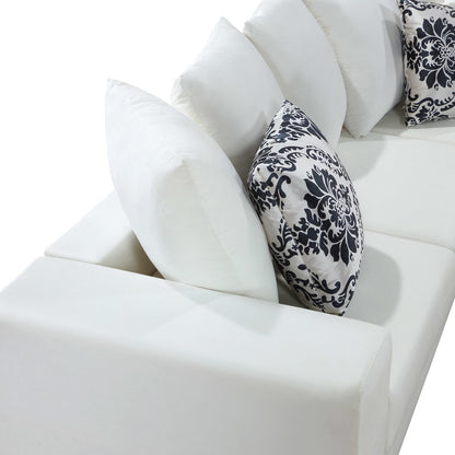 Elegant Velvet Corner Couch with Lots of Pillows