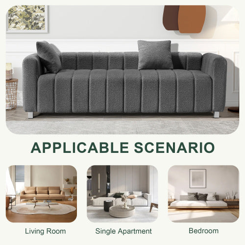 teddy velvet sofa with 2 pillows