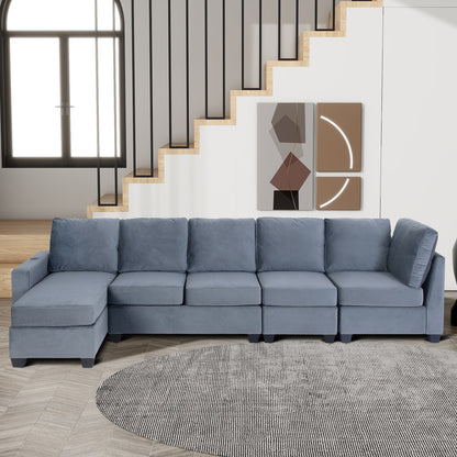Modern L shape Sectional Sofa With USB Charging Port, Grey