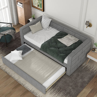 Upholstered Bed with Padded Back, Gray