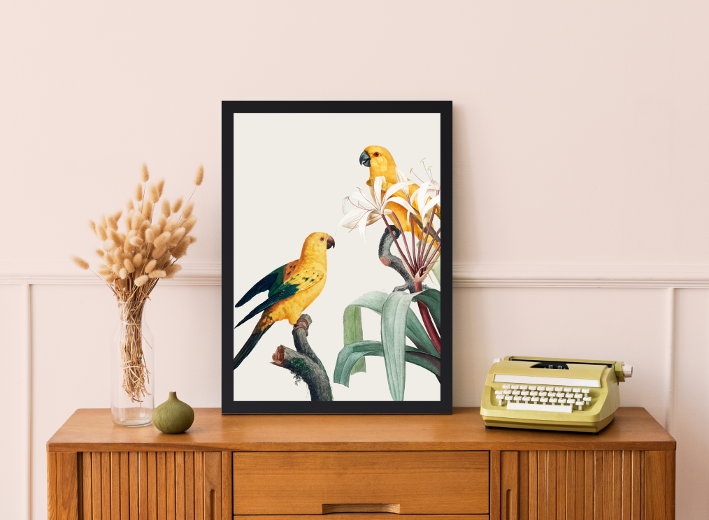 jungle parrots table art painting