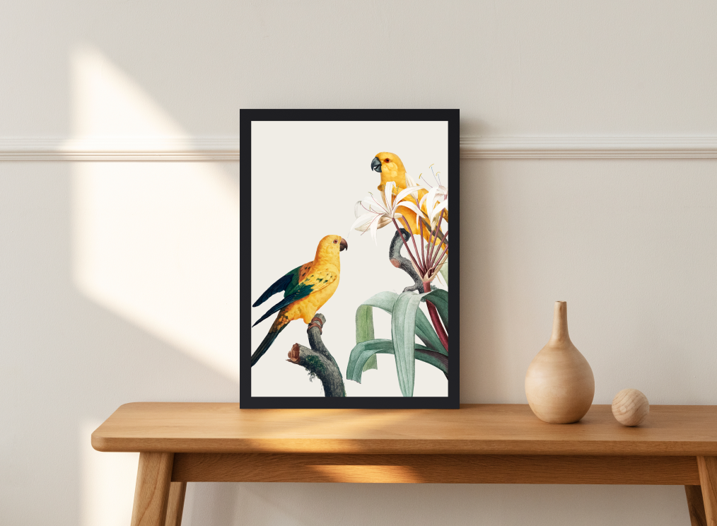 jungle parrots table art painting
