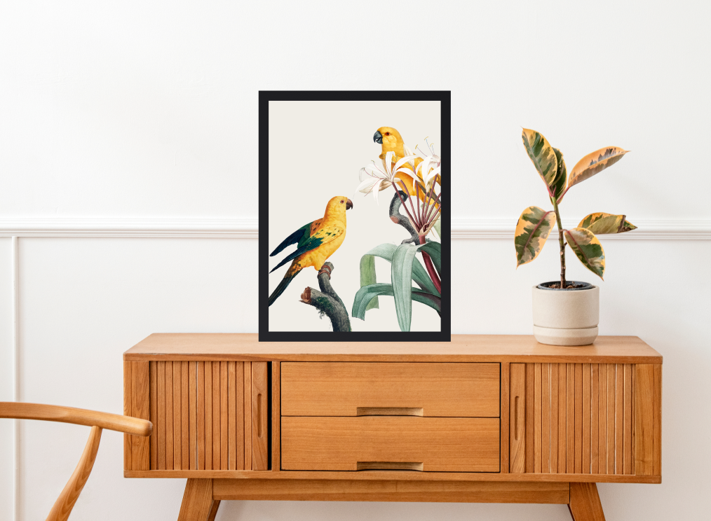 jungle parrots table art painting