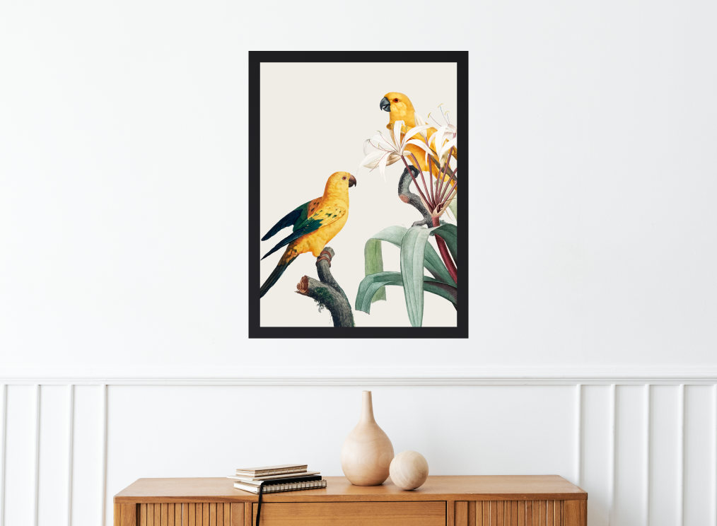 jungle parrots table art painting